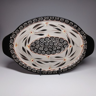 Temptations Old World Black  10''x6.5'' Oval Trivet/Lid for 2.5Qt. Casserole