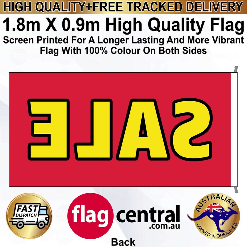 A - SALE - Red - 1.8m x 0.9m High-Quality Screen-Printed Flag - 2