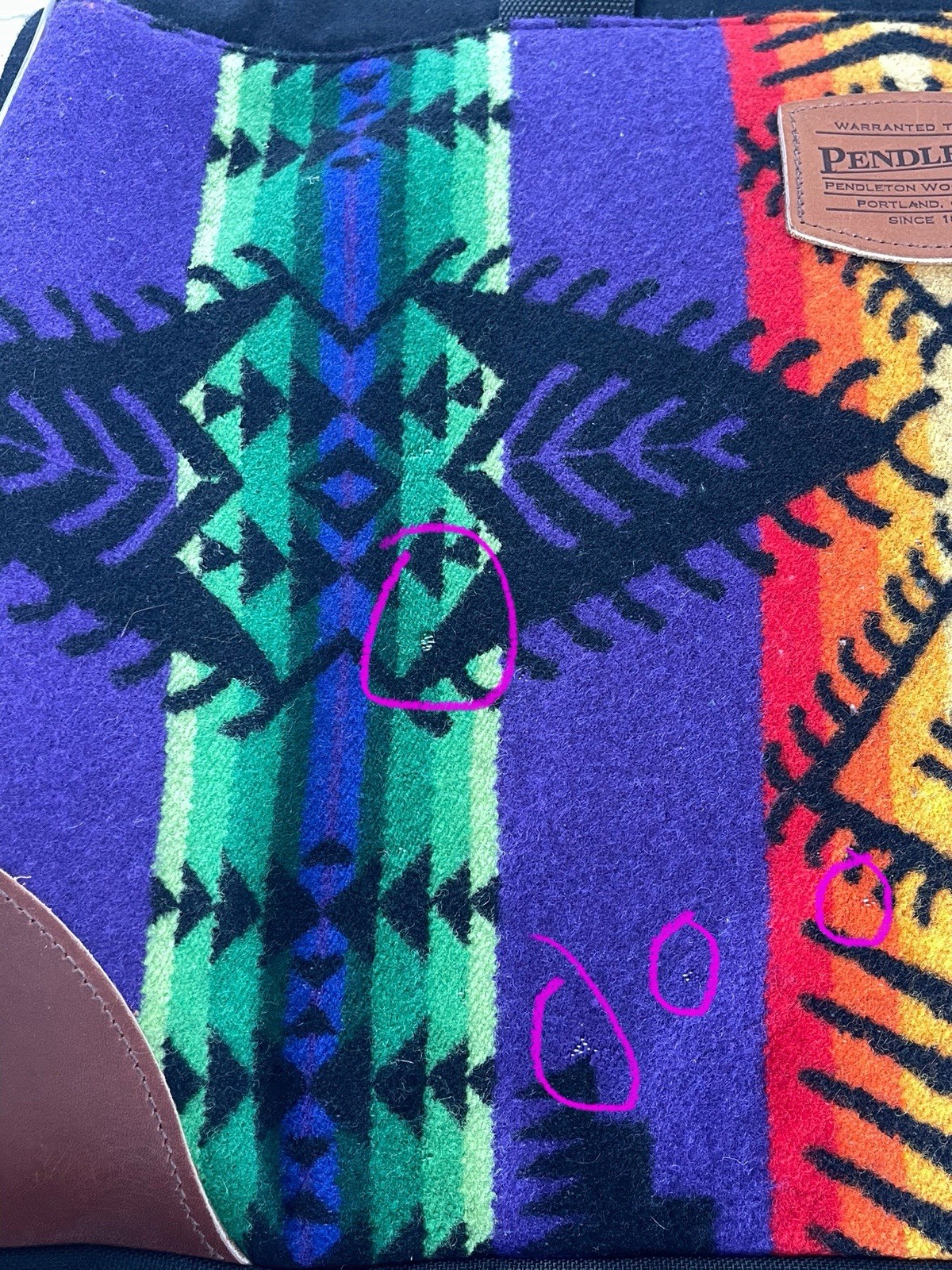 Pendleton Weekender Bag Wool Leather Southwestern… - image 8