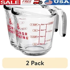 8oz Glass Measuring Cup W/ Spout Handle Oven Microwave Dishwasher Safe 2 Pack