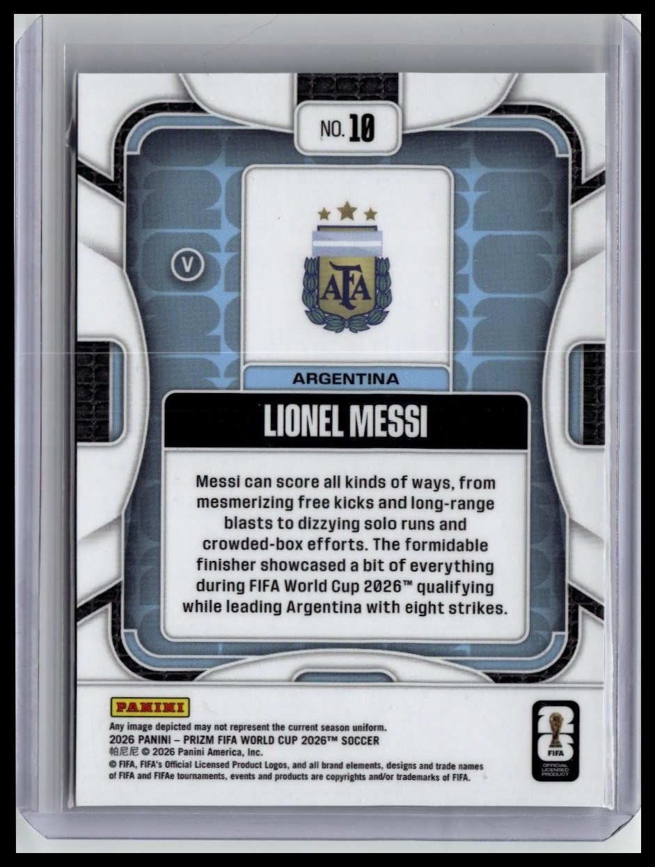 2026 Panini Prizm FIFA World Cup Lionel Messi #10 Image Variation SSP view 2