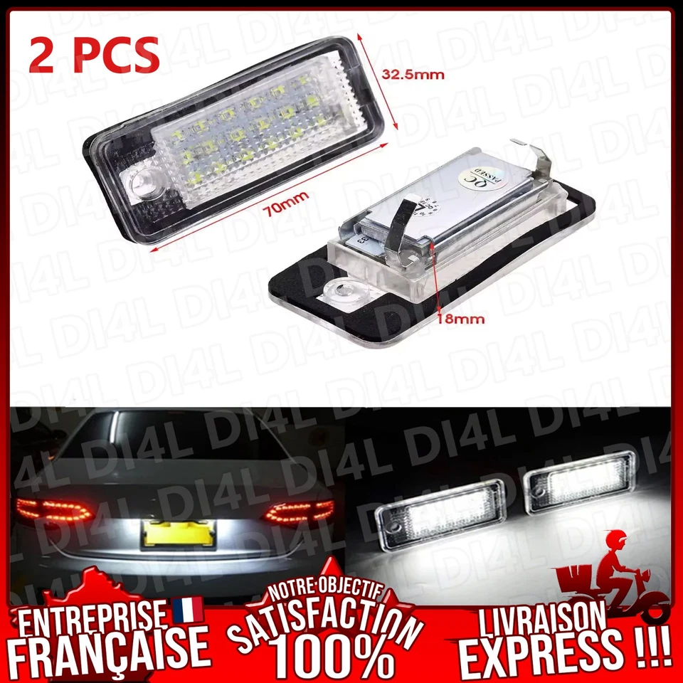 2 FEUX ECLAIRAGE PLAQUE IMMATRICULATION LED BLANC AUDI A4 S4 B7 (8E/8H) (570) - Photo 1/1