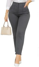 Kubsid Women s High Waisted Straight Leg Dress Pants Deep Grey XL NWT Stretch