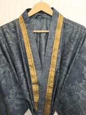 Pure Silk Gray  Golden kimono Long Robe Gown Girl's Woman Silk Kimono KMO5435