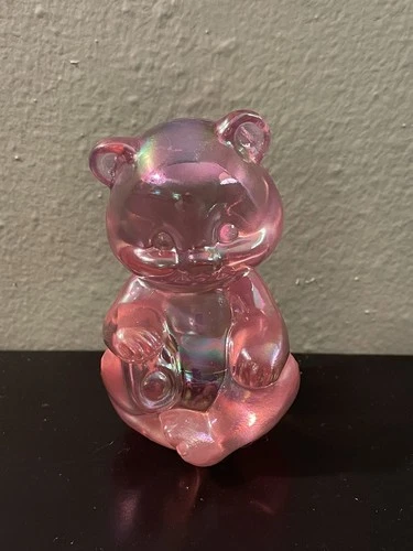 Fenton Pink Carnival Glass Sitting Bear