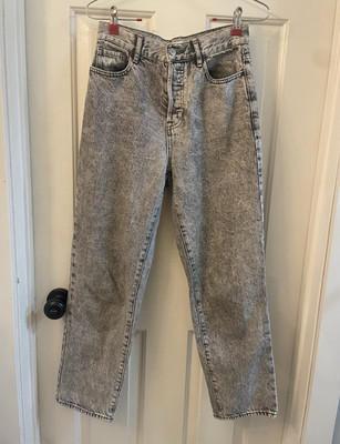 PacSun High Rise Straight Acid Wash Denim Button Pockets Gray Women 25 Grunge