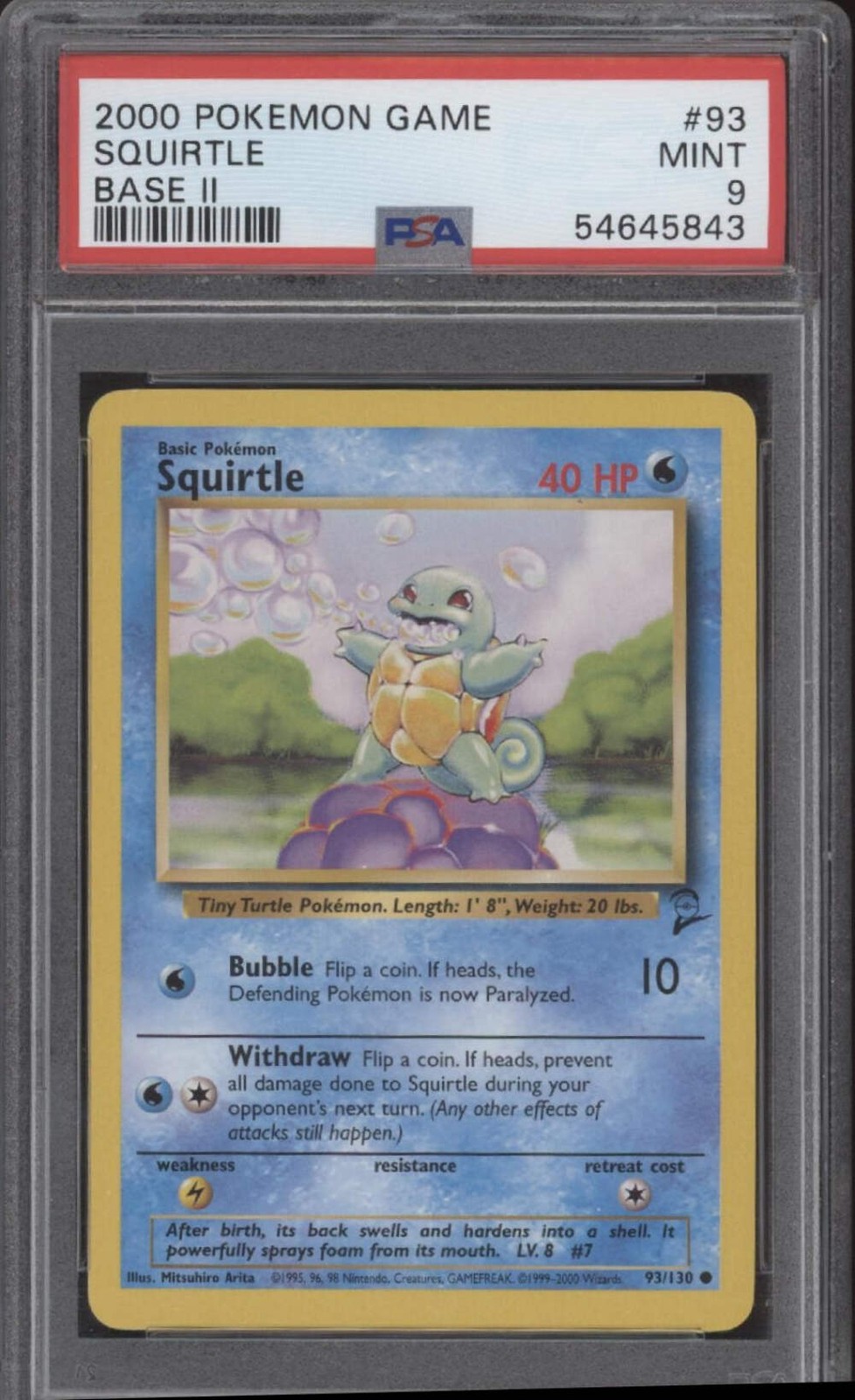 Squirtle Pokemon Base Set 2 #93 PSA 9