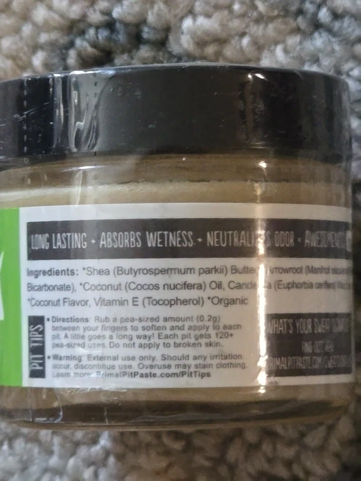 Primal Pit Paste Coconut Lime Natural Deodorant Paste 2 OZ Glass Jar Foto 2 de 4