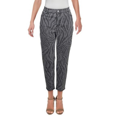 Tinseltown Womens Juniors Animal Print Mid-Rise Skinny Jeans Gray 0