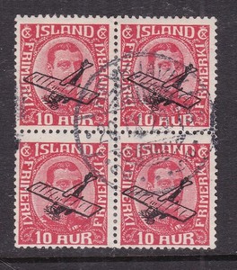 ICELAND  x^^^^BOB  1928  sdc# C1 used   AIRPOST  BLOCK   @xxrum1342ice43