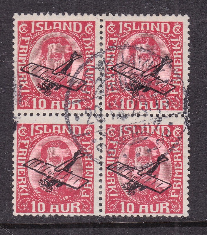 ICELAND  x^^^^BOB  1928  sdc# C1 used   AIRPOST  BLOCK   @xxrum1342ice43