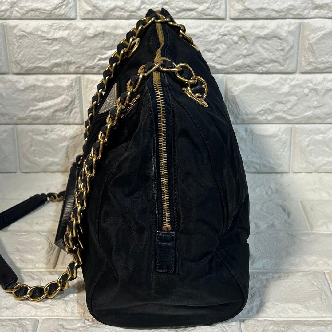 PRADA Chain Shoulder Bag Triangle Logo Nylon Navy thumbnail 9
