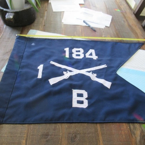 WW2 ERA US MILITARY GUIDON INFANTRY FLAG 184TH REGIMENT TROOP B 1ST SQUAD 28X20