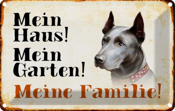 Blechschild 12X18 Cm Hund Dobermann Mein Haus Garten Familie Tier Haustier Deko-image