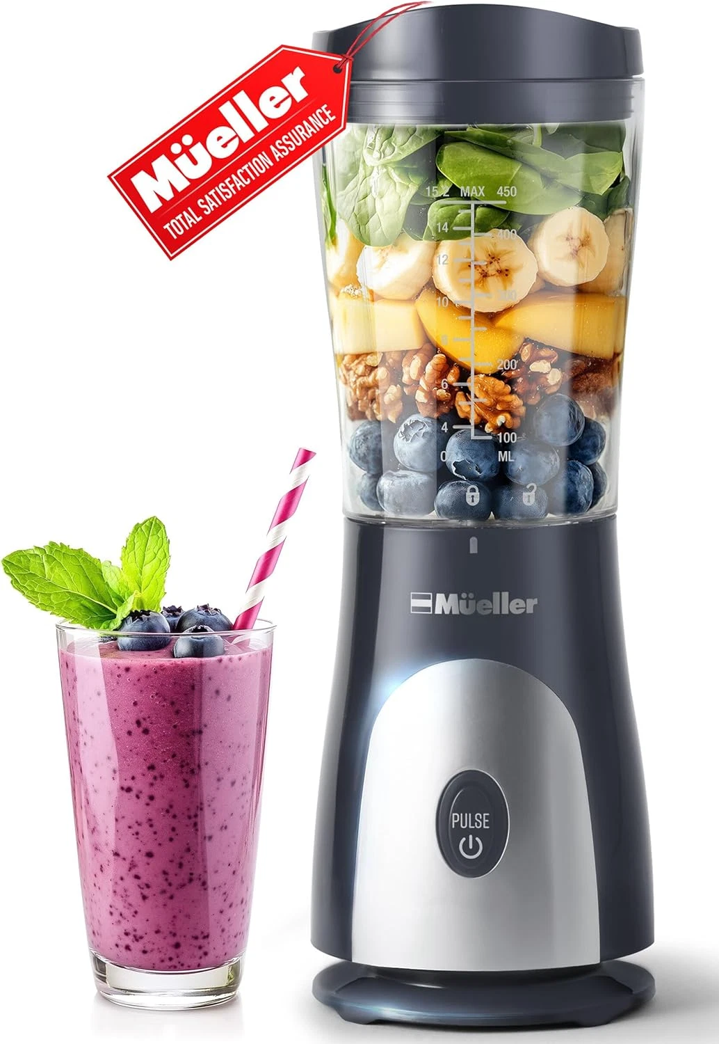 Smoothie Blender 15Oz Travel Cup & Lid, Personal Blender for Shakes & Baby Food