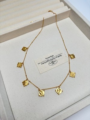 925 Sterling Silver Gold Plated Necklace with Multiple Charms Gift for Her