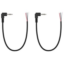 2-Pack 3.5mm 1/8" to Speaker Wire TRS Stereo Right Angle Male Plug to Bare Wire