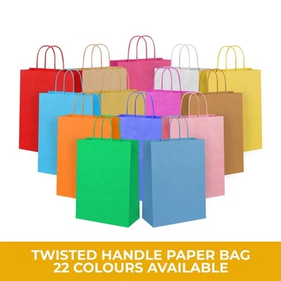 Coloured Party Bags with Twisted Handles - Kraft Paper Gift Bag - Small Loot Bag - Image 1 of 4