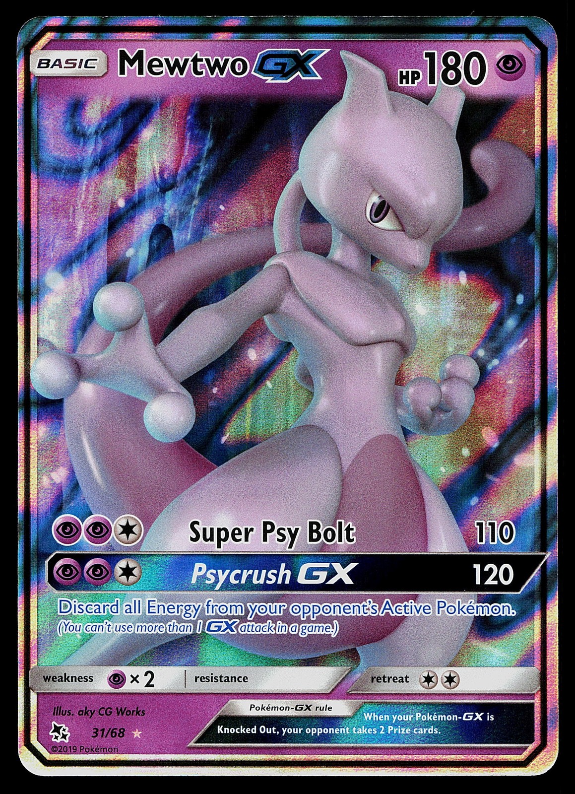 Pokemon Card - Mewtwo GX Hidden Fates 31/68 Ultra Rare