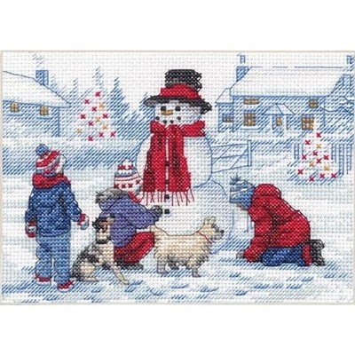70 08993 Building a Snowman Stickerei Weihnachten KreuzstichSet, 17,8 x 12,7 ...