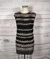 Missoni Chevron Black/Beige Knit Wool Mini Dress - Size 6