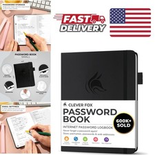 Password Book with Alphabetical Tabs for Password Management Black 4x5.5 Inch