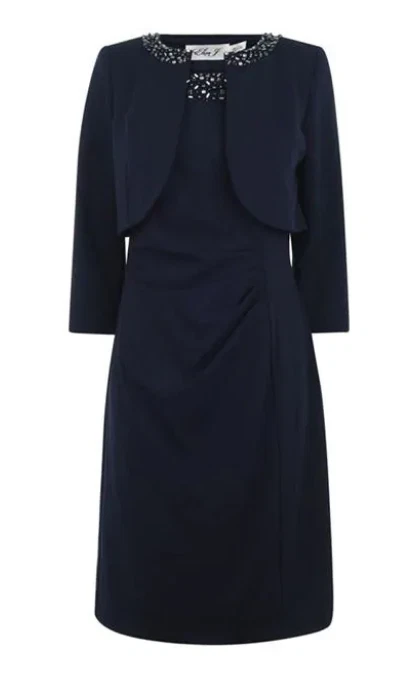 ELIZA J Embellished Crepe Two Piece Navy Dress/Blazer Ladies Size UK 16  #REF132 | eBay
