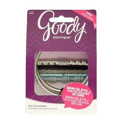 Goody Boutique Hair Tie Bracelets, Skinny/Silver 7 Count MFB