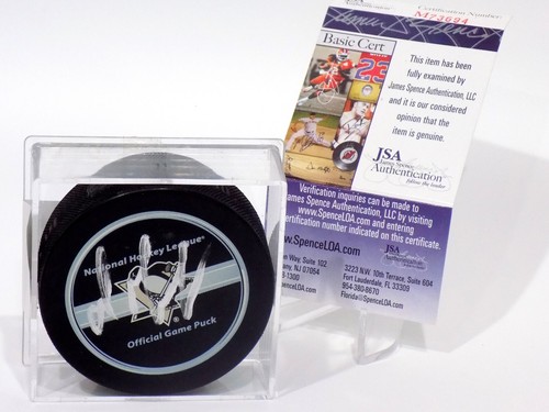 Mario Lemieux Signed Auto Hall of Fame Pittsburgh Penguins Hockey Puck JSA💎 COA