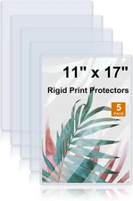 Rainmae 5 Pack 11" X 17" Rigid Print Protectors, Clear Waterproof Hard Plastic P