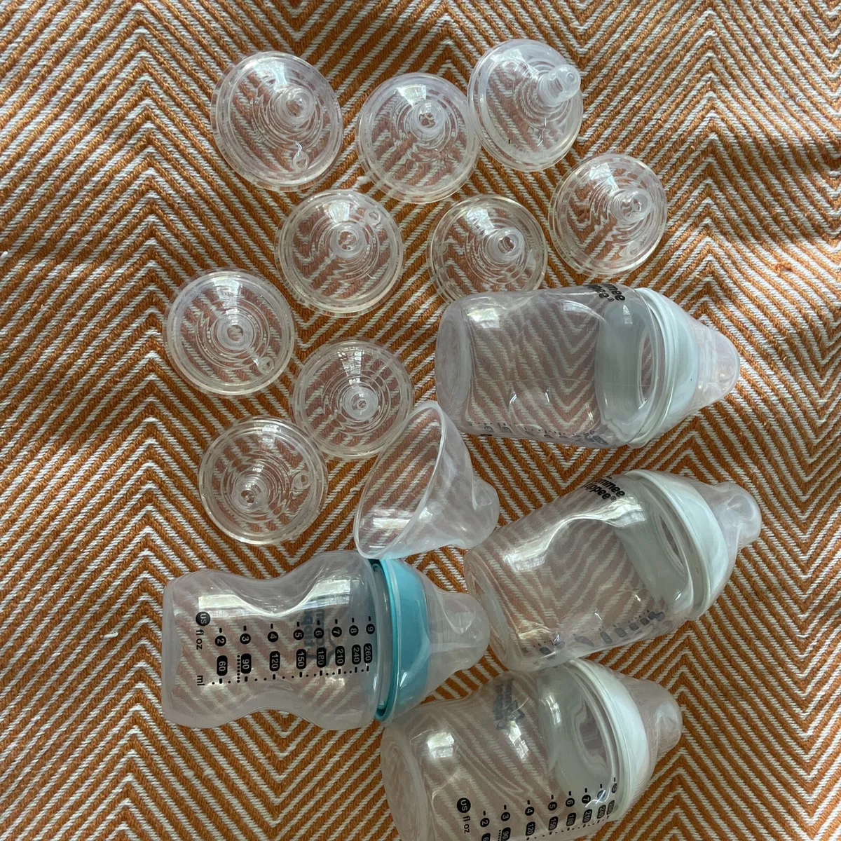 Tommee Tippee Bottles Rings Nipples Lids Covers 9oz Assorted Lot