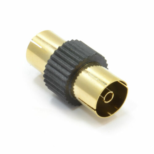 TV Freeview RF Aerial Cable Joiner Female to Female Coupler GOLD BLACK [008646] - Picture 1 of 4