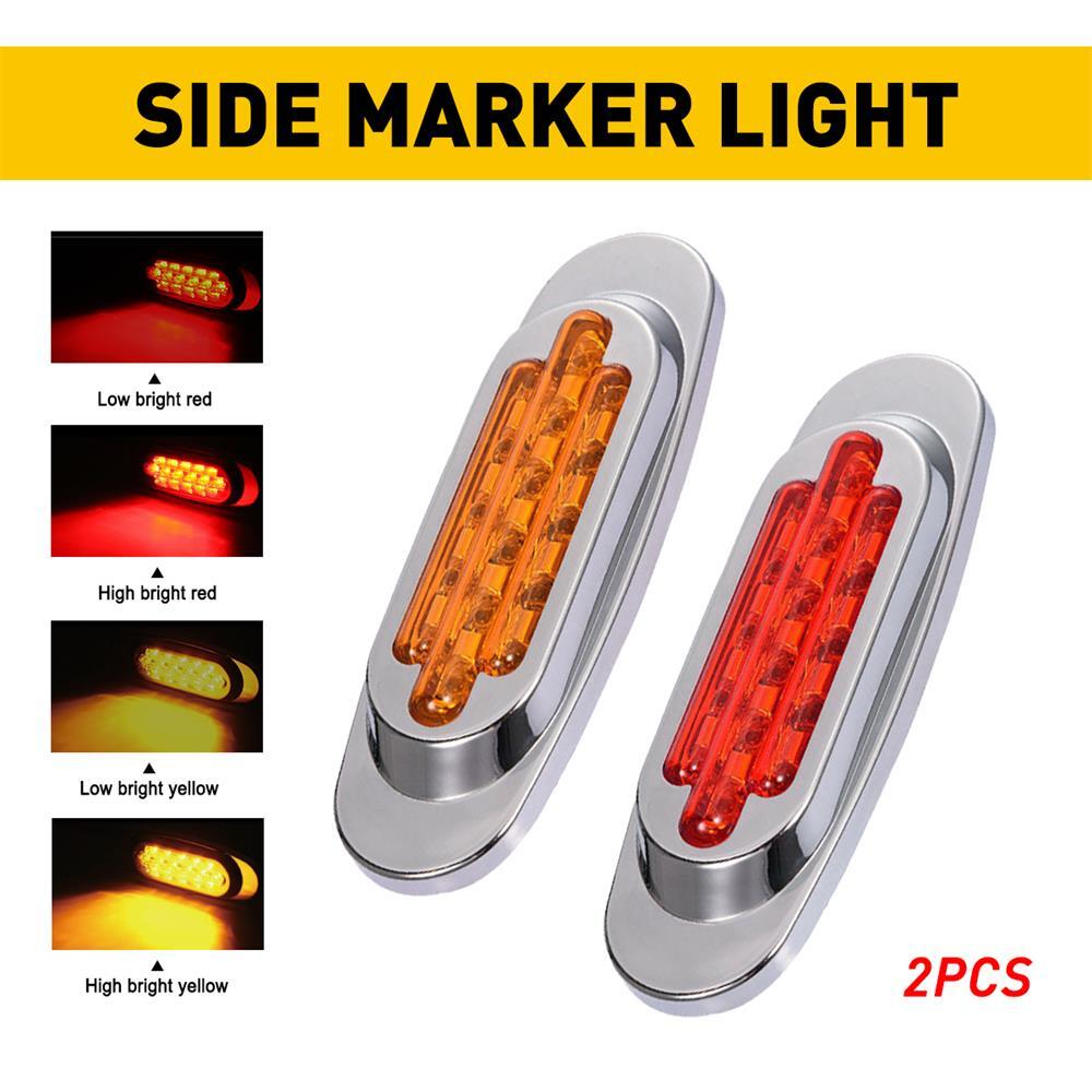 Amber Red LED Truck Trailer Side Marker Tail Signal Light Chrome Universal 2-10x