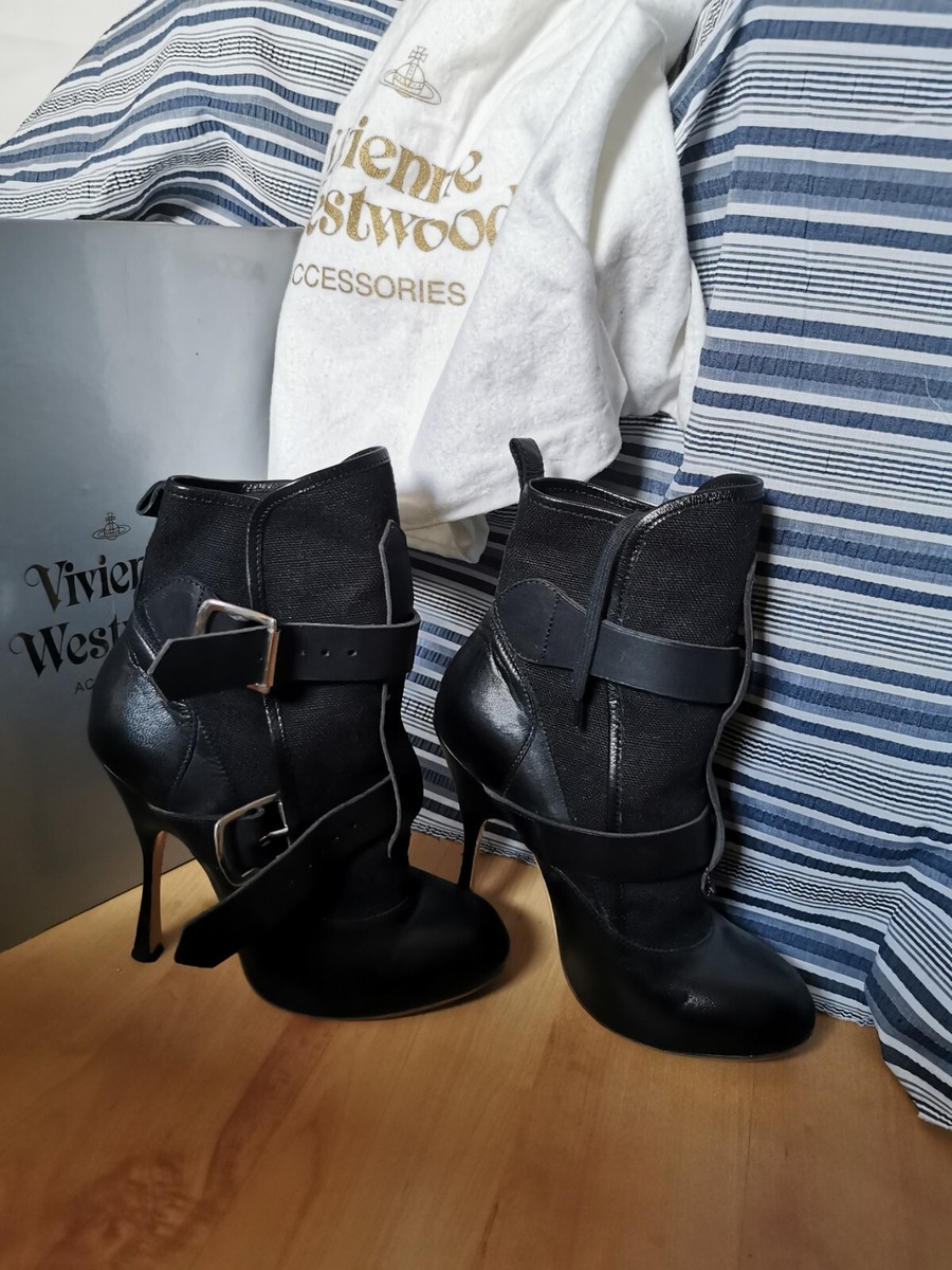 Vivienne Westwood Black Leather skyscraper Bondage Boots size 6