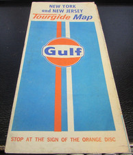 1973 - GULF - TOURGIDE MAP OF NEW YORK AND NEW JERSEY  - VERY GOOD