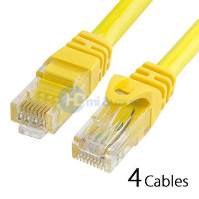 4x 10FT CAT6 Cable Ethernet Lan Network CAT 6 RJ45 Patch Cord Internet Yellow