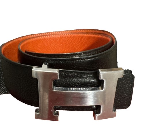 Hermès Blue 42 mm Clemence Leather Etrivière Belt ( Women display picture 3