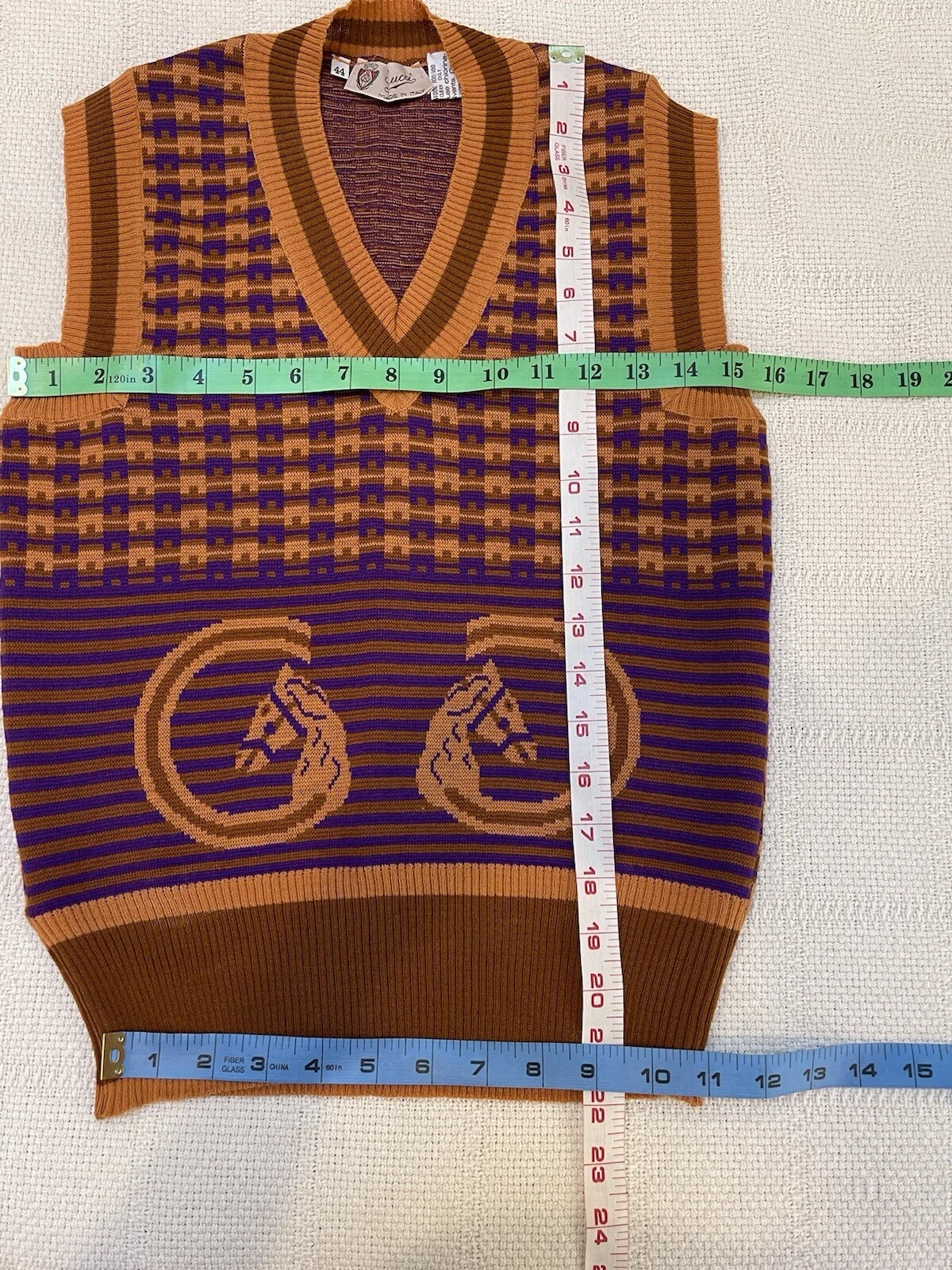 Vintage GUCCI maglione smanicato gilet golf taglia 44 GG testa di cavallo logo piccolo