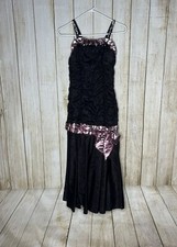 Vintage 1980s GUNNE SAX Jessica McClintock Prom Dress Size XS Black Pink Formal