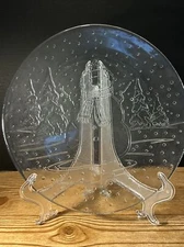 Snowman Serving Platter Christmas Winter Glass 13” 