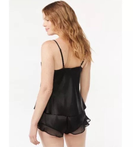 JOYSPUN Black Baby Doll Bow Trim Satin CAMI LINGERIE SET - Size 4-6 - Picture 11 of 11