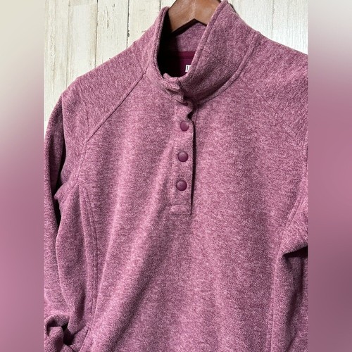 Duluth Trading Co Purple 1/4 Snap Button Pullover Fleece Sweater - Picture 2 of 6