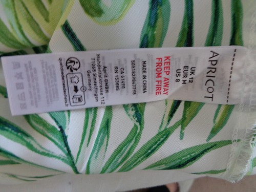 Apricot womens leaf pattern green mix dress size 12 SEE MEASUREMENTS BELOW - Picture 5 of 6
