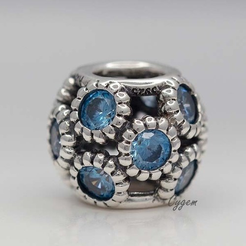 NEU AUTHENTISCH PANDORA CHARM TÜRKIS NIETEN LICHTER 791296MCZ PERLE MIT WILDLEDER ETUI - Bild 3 von 5