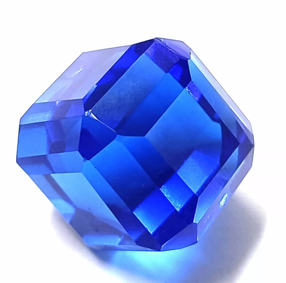 Blue Sapphire Cube 38 Ct Lab-Created Gemstone Loose Huge Size - Image 2 of 4