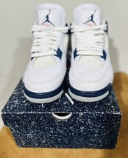 Nike Air Jordan 4 Retro Midnight Navy Size 9 DH6927-140 OG Cement White