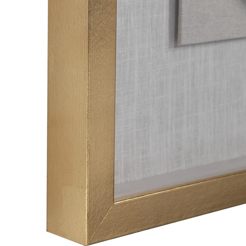 Luxe Gold White Agate Stone Slice Wall Art | Shadow Box Frame Square Sculpture - Picture 3 of 9