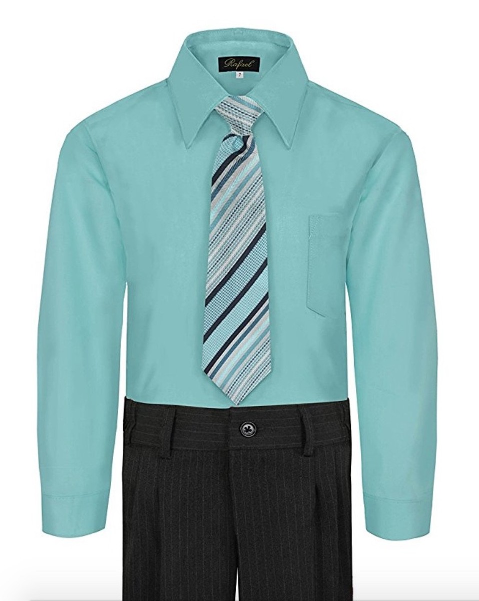 Boy's Dress Shirt & Tie Set Long Sleeve- Many Colors Available | eBay