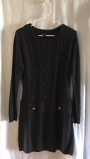 A. Byer Woman Dark Gray Knit Sweater Sheath Dress Long Sleeve Size Large