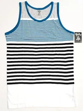 Striped Tank Top T-shirt Sleeveless Vest Tops 100% Cotton Men's NWT